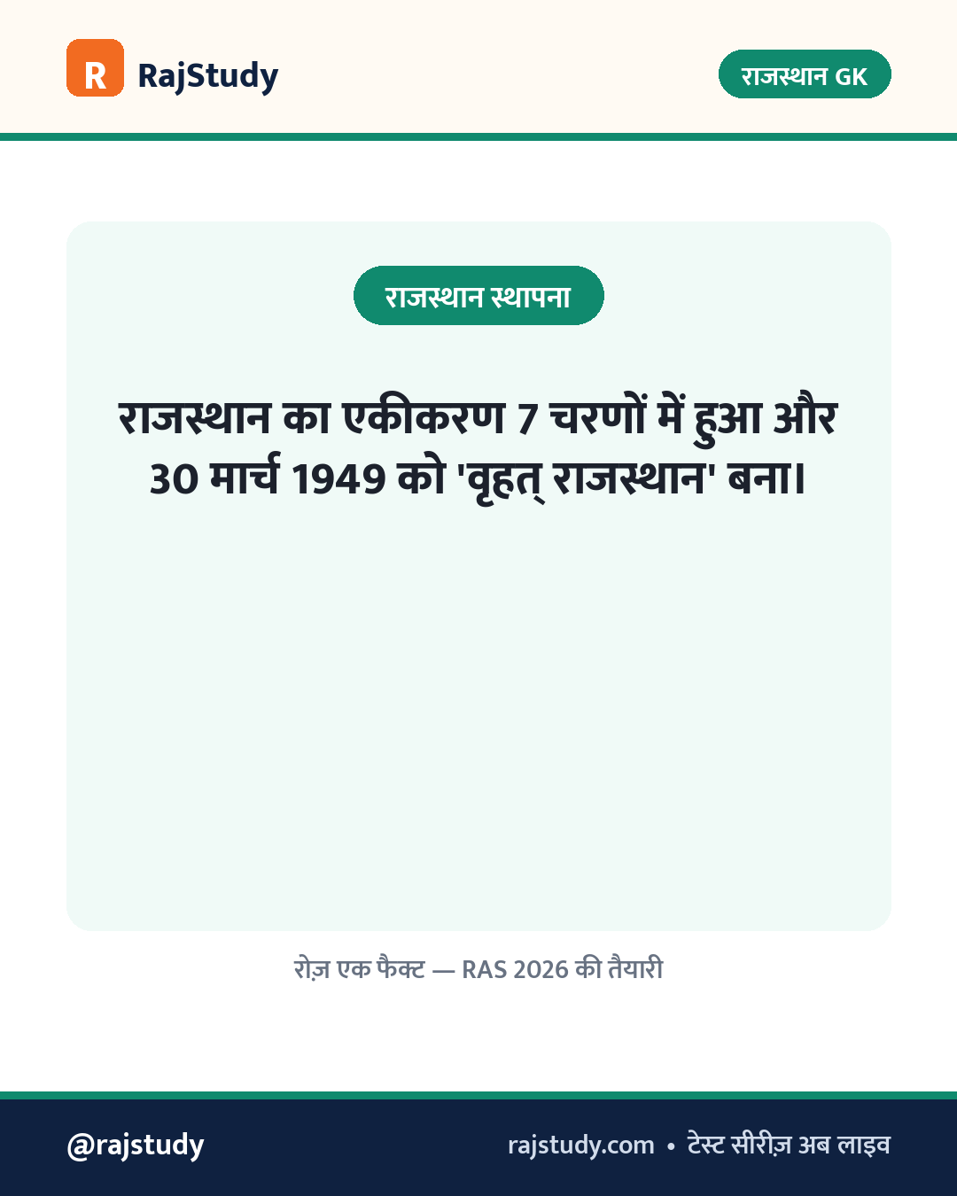 राजस्थान GK इन्फोग्राफिक